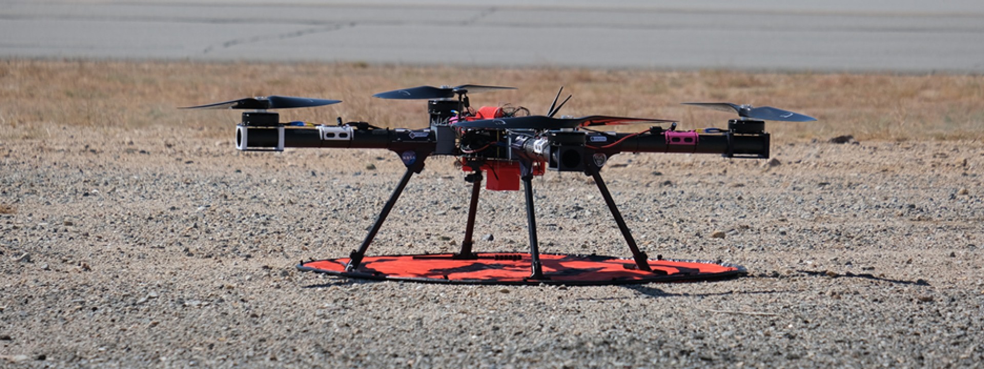 CUASC UAV drone black and red on target