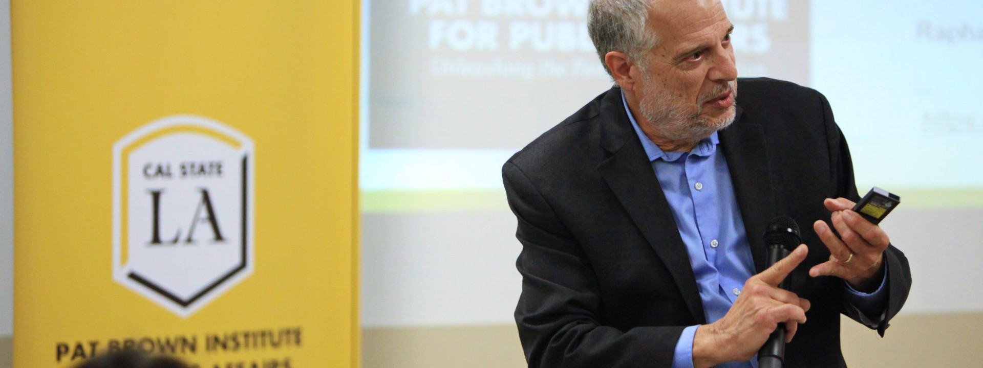 Civic U speaker engaged in discussion