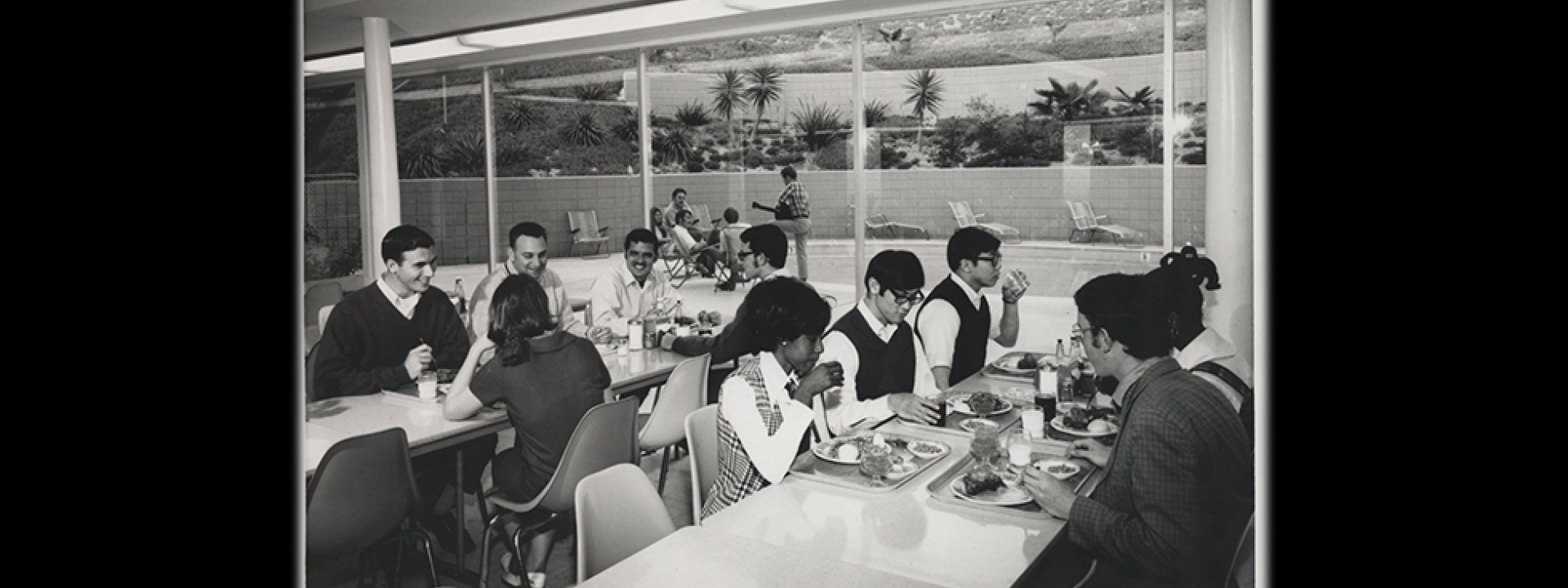 Cal State LA students in cafeteria during the 1970s