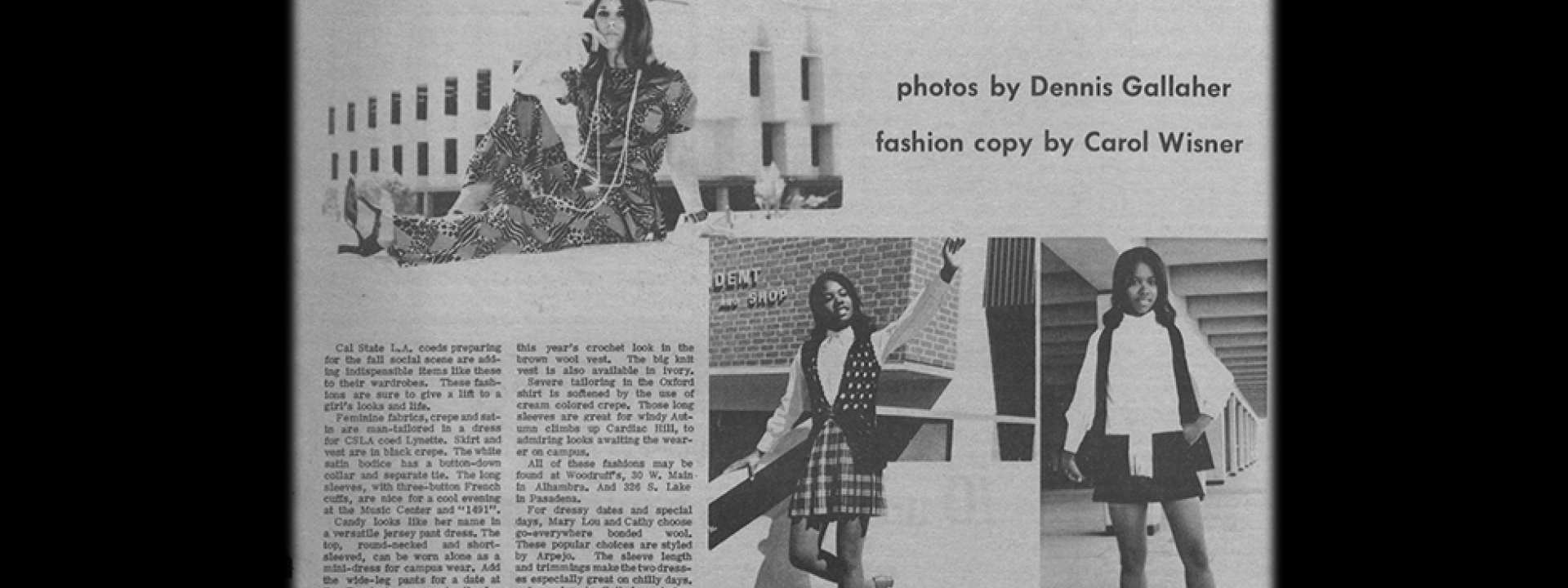 Newspaper clipping featuring Cal State LA CoEds flinging into fashion