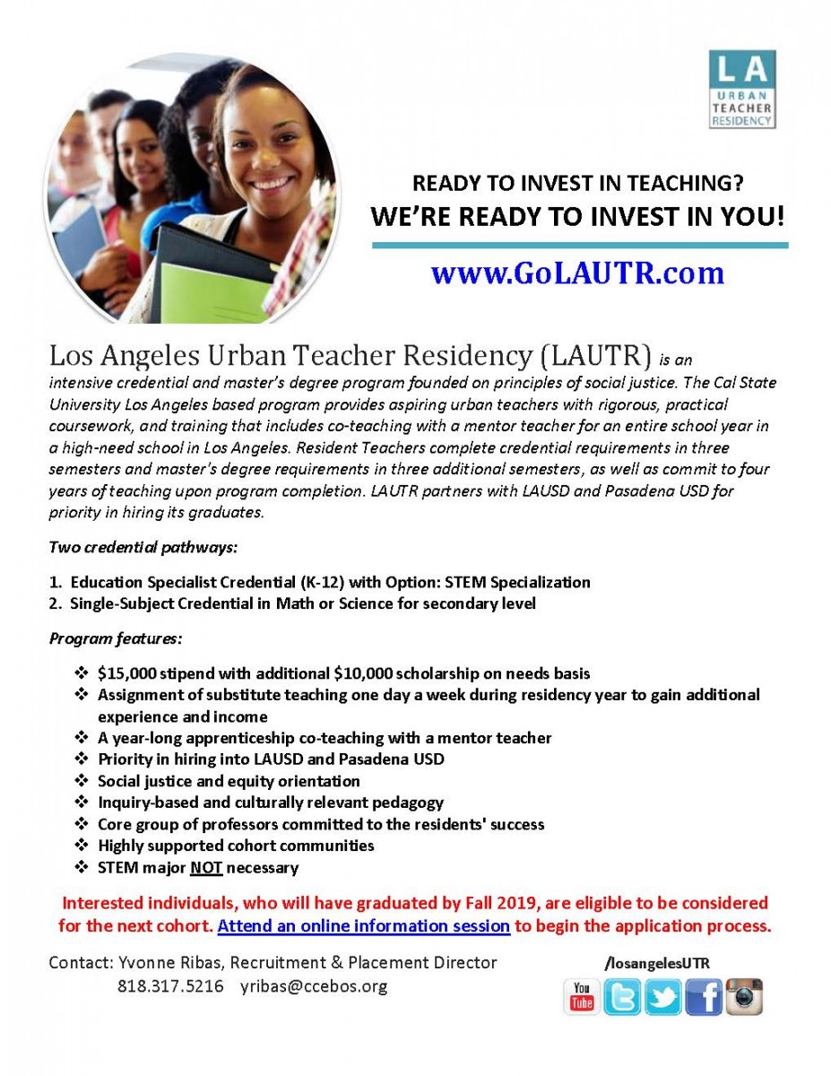 Teacher Residency Opportunities Flyer