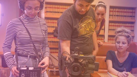 four students in production
