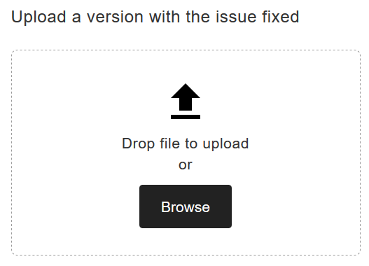 Drag and drop upload area with browse button