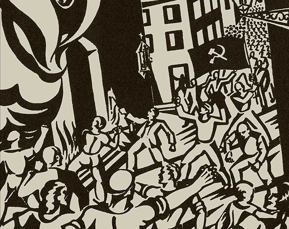 Illustration of people revolting in the streets