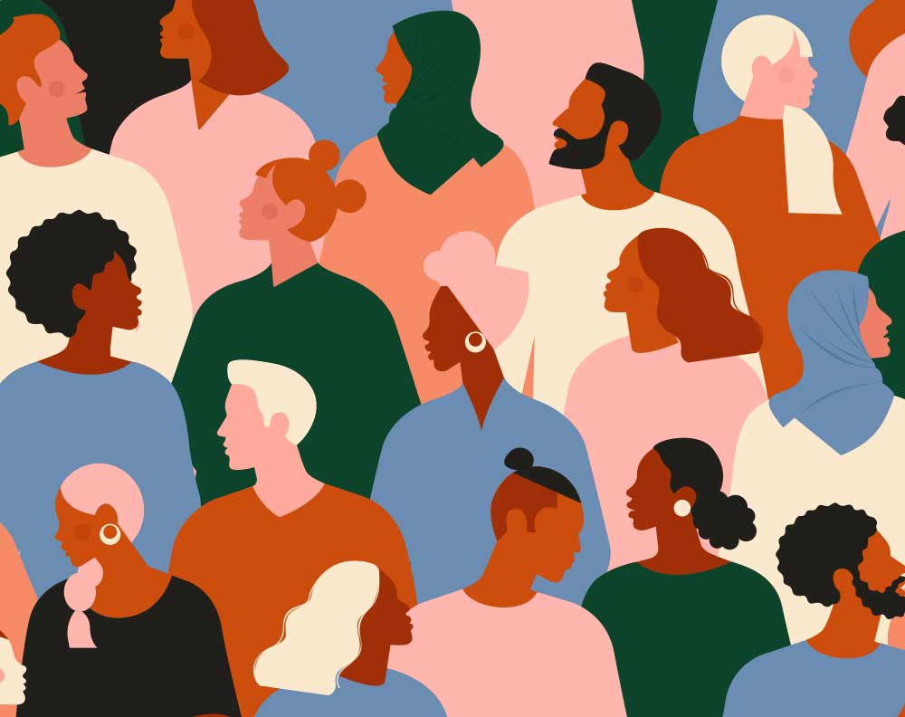 Illustration of diverse group of people