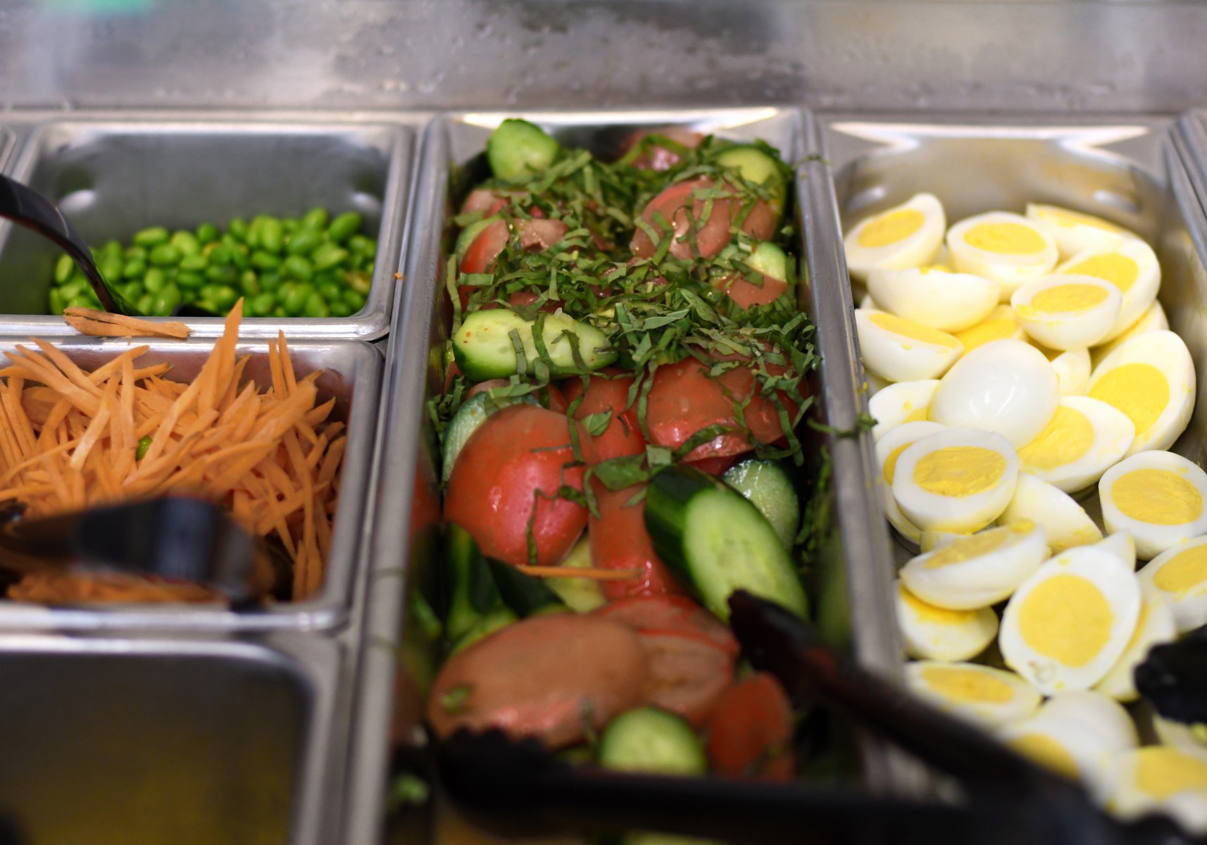 close-up of salad bar.