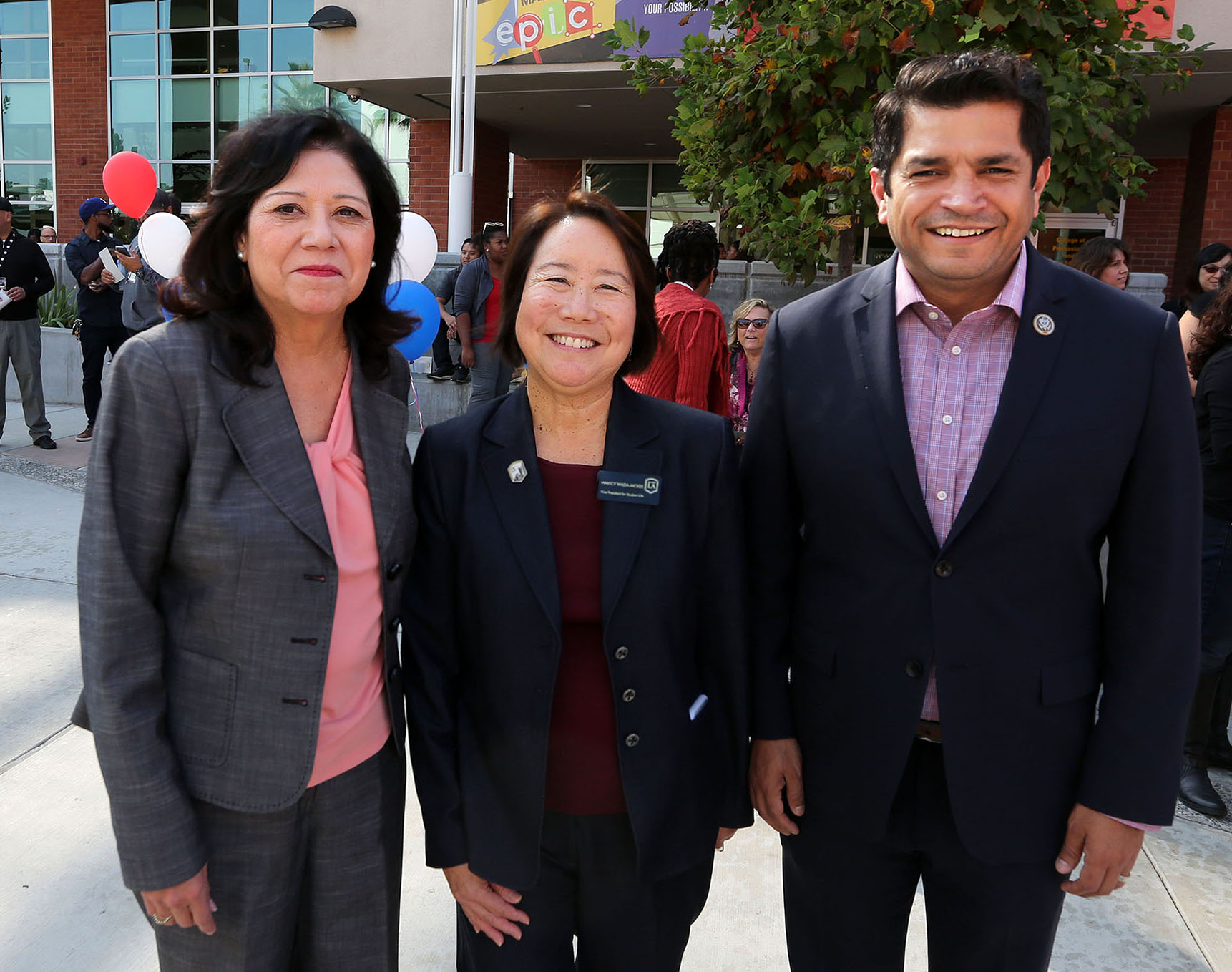 Supervisor Hilda L. Solis, Vice President for Student Life Nancy Wada-Mckee and U.S. Rep. Jimmy Gomez