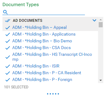 Web client selecting all document types by group