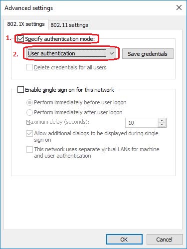CSULA-SECURE Wireless network properties Security tab Advanced Settings Specify the authentication mode and User or computer