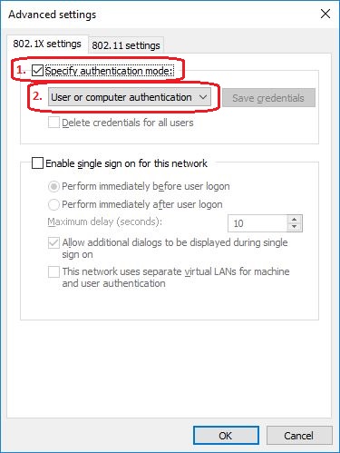 CSULA-SECURE Wireless network properties Security tab Advanced Settings Specify the authentication mode and User or computer